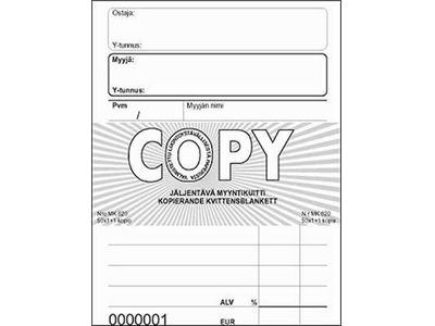 Myyntikuitti 620 A6 pysty nrot/50+50 - Kirjoituspaperit ja lomakkeet, kortistot - 214299 - 1