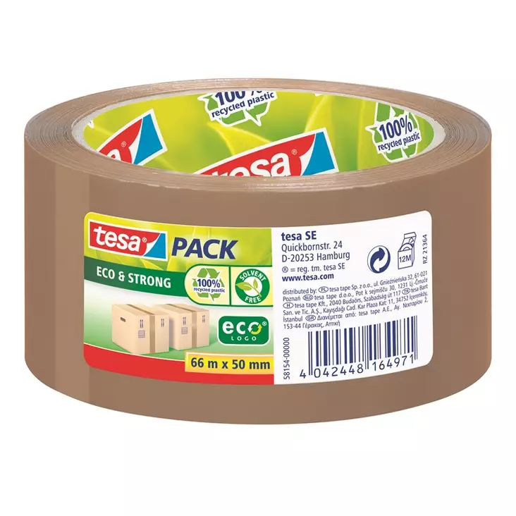 Pakkausteippi Tesapack eco&strong 66mx55mm ruskea - Huomio- ja pakkausteipit - 451039 - 1