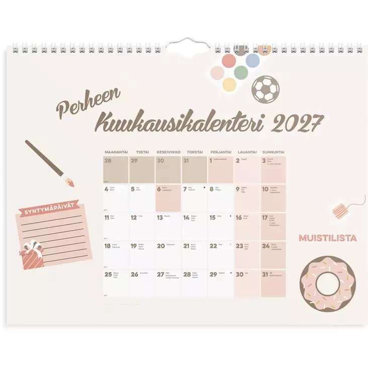 Perheen kuukausikalenteri 2027 - Seinäkalenterit - 10199 - 1