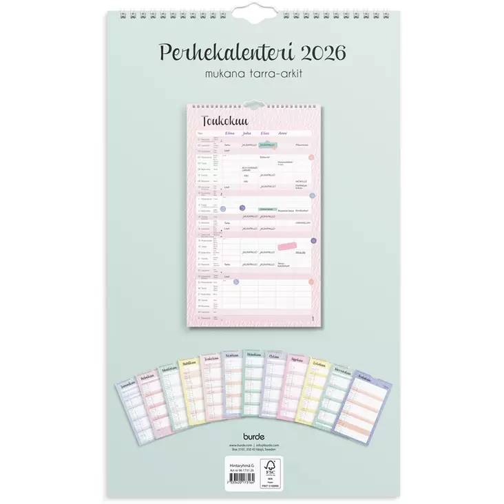 Perhekalenteri 2026 Pastelli - Seinäkalenterit - 398109 - 1