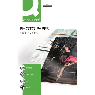Photopaperi inkjet Q-Connect high-glossy A4 260g/20 - Valokuva- ja erikoispaperit - 679449 - 2