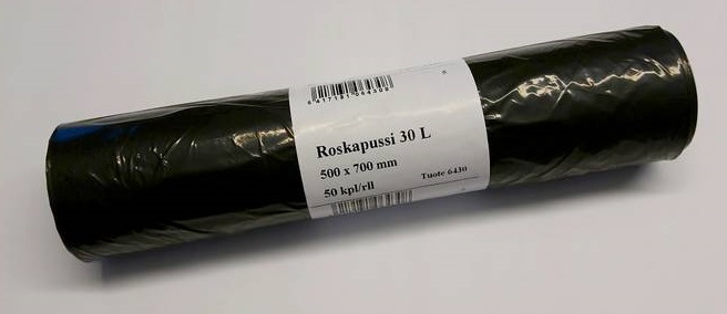 Roskapussi 30L 50kpl/rll 0,019mm,vahva - Jätepussit- ja säkit - 156939 - 1