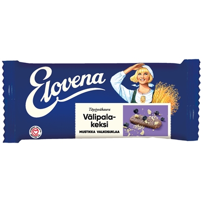 Välipalakeksi Elovena Mustikka-Valkosuklaa 30g /10 kpl - runsaskuituinen, vähälaktoosinen, munaton - Suolaiset keksit ja välipalat - 269349 - 1