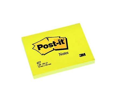 Viestilappu Post-it 657CY 76X102mm keltainen - Viestilaput, muistilaput, kuutiot - 236659 - 1