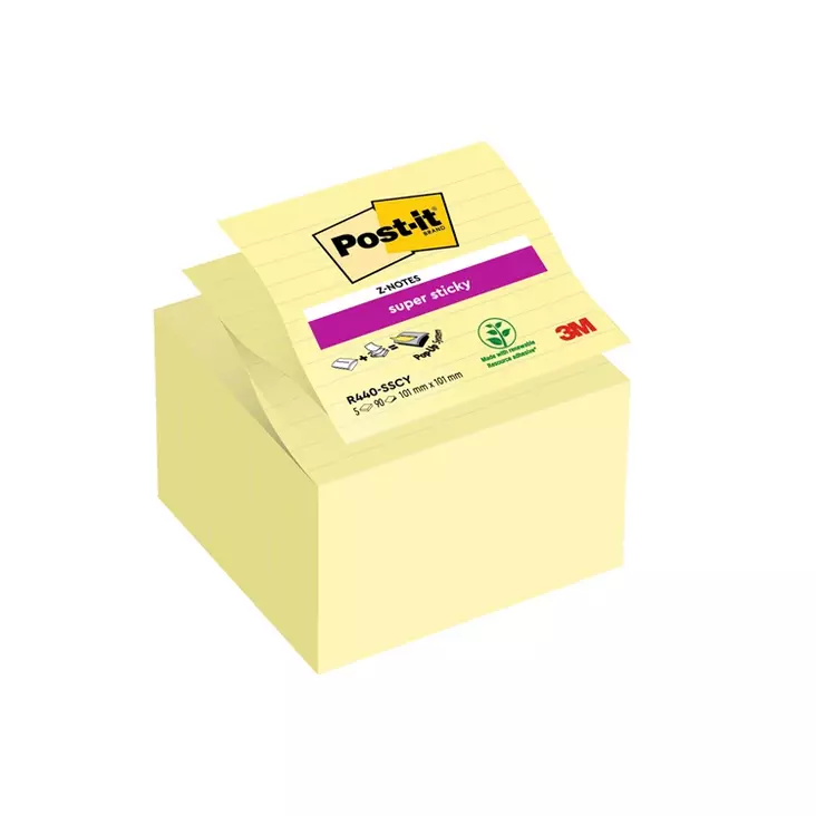 Viestilappu Post-it Super Sticky Z-Notes 101x101mm viivat - Viestilaput, muistilaput, kuutiot - 77579 - 1