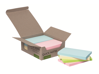 Viestilappu Q-Connect Eko76x127mm pastelli/12 kpl pkt - Viestilaput, muistilaput, kuutiot - 236869 - 1