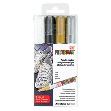 ZIG Posterman 0,7mm 4 kpl värilajitelma - Lasitaulutussit, liidut - PMA-10A4VA - 1