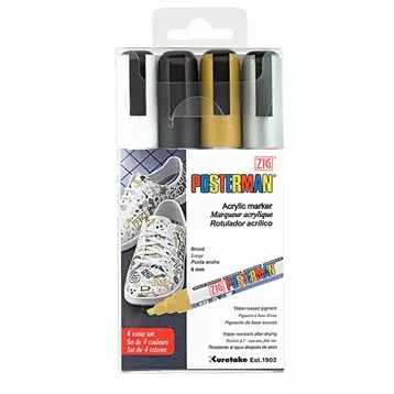 ZIG Posterman 6mm 4 kpl värilajitelma - Lasitaulutussit, liidut - PMA-504VA - 1