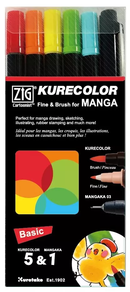 ZIG Kurecolor perus 6/setti - Kalligrafiakynät - ZIGCNKC6VBA - 1