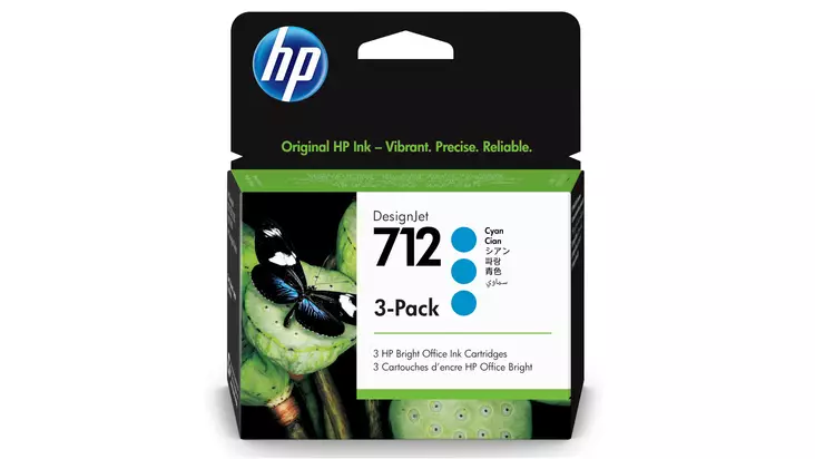 HP 712 29ml Cyan 3kpl - HP mustesuihkupatruunat - 3ED77A - 1