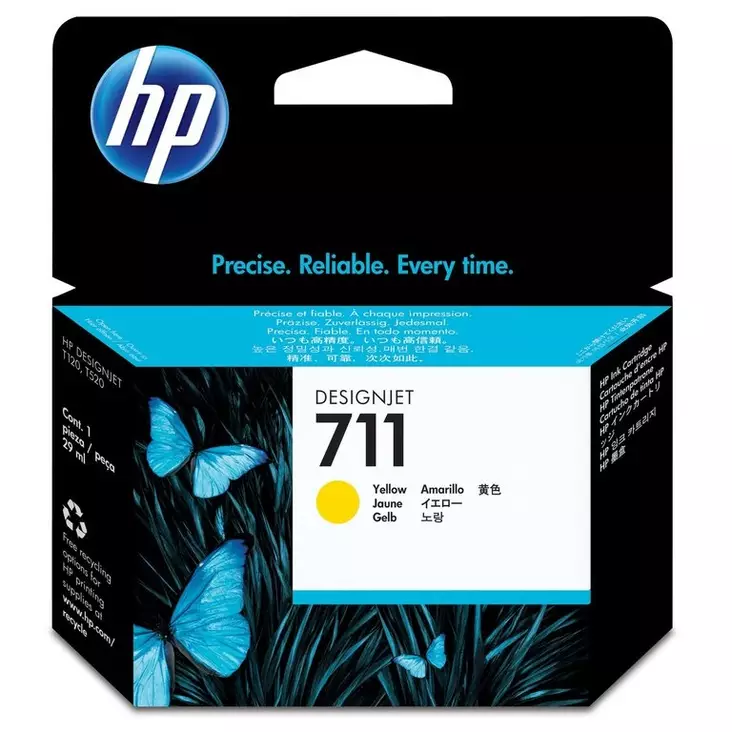 HP no 711 keltainen 29ml - HP mustesuihkupatruunat - CZ132A - 1