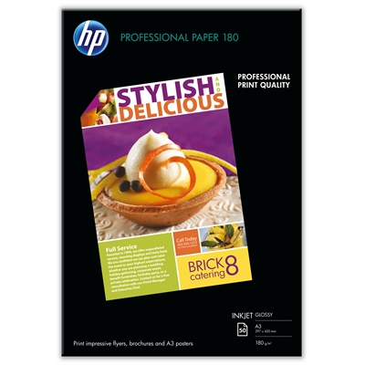 Photopaperi inkjet HP C6821A glossy 2-puolinen A3 180g/50arkkia - Valokuva- ja erikoispaperit - C6821A - 1
