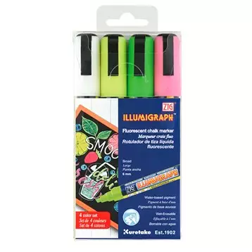 ZIG Illumigraph 6mm valkoinen 4kpl - Lasitaulutussit, liidut - PMA-5104VB - 1