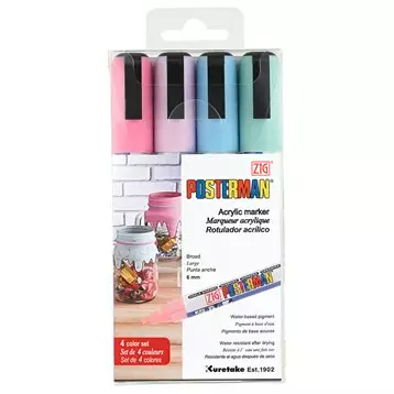 ZIG Posterman 6mm 4 kpl värilajitelma - Lasitaulutussit, liidut - PMA-504VC - 1