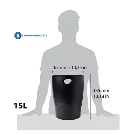 Exacompta Ecobin paperikori 15L musta - Paperikorit, roskakorit - 453014D - 2