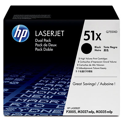 HP LJ P3005 2-pack musta väri - Hp laserkasetit - Q7551XD - 1