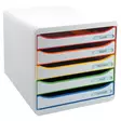 Exacompta Big Box Plus -laatikosto 5-osainen valkoinen/monivärinen - Lomakelaatikot, kortistolaatikot - 309913D - 1