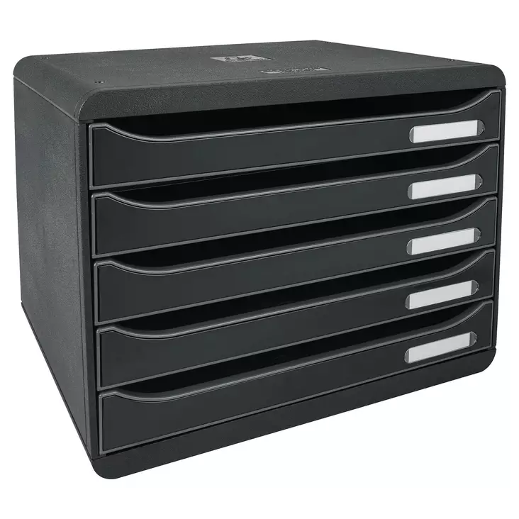 Exacompta Big Box plus laatikosto 5-osainen musta - Lomakelaatikot, kortistolaatikot - 308714D - 1