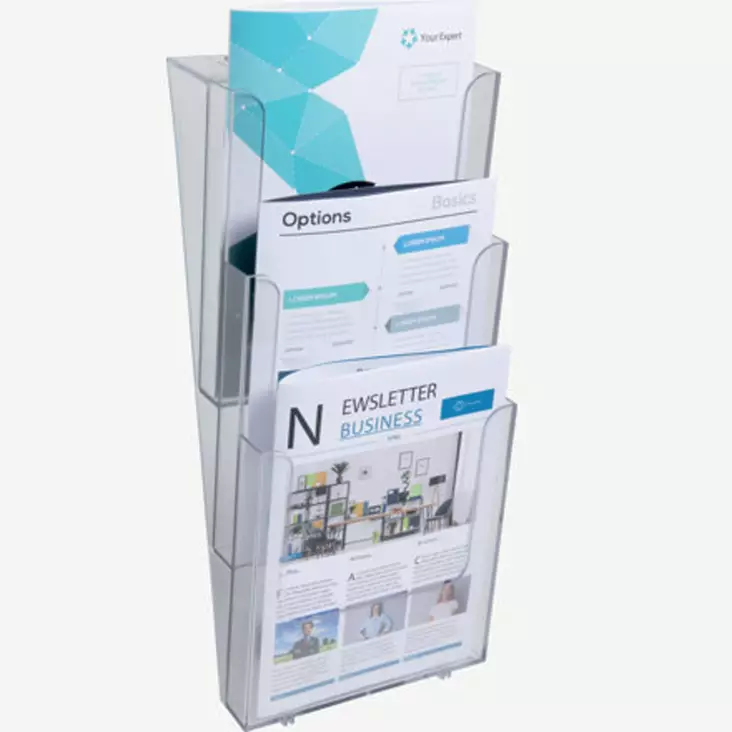 Exacompta esiteteline seinämalli A4 3-osainen, kirkas - Esitetelineet - 74358D - 1