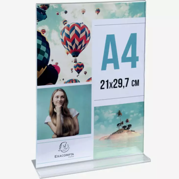 Exacompta esiteteline T-pöytämalli A4, kirkas - Esitetelineet - 84158D - 1