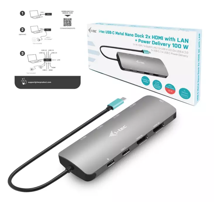 USB-C Telakointiasema - USB jakajat - C31NANOHDM2DOCPD - 1