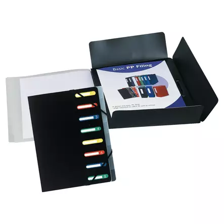 Exacompta kulmalukkokansio 12-osainen PP musta - Kansiot - 55981E - 1