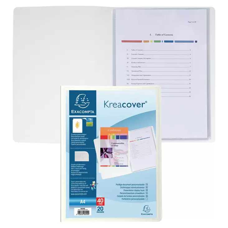Exacompta esittelykansio A4 20-osainen valkoinen - Kansiot - 58209E - 1