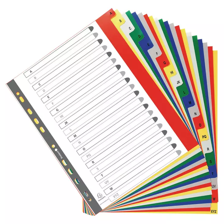 Exacompta Coloured hakemisto A-Z A4+ PP värikäs - Hakemistot, rekisterit - 90E - 1