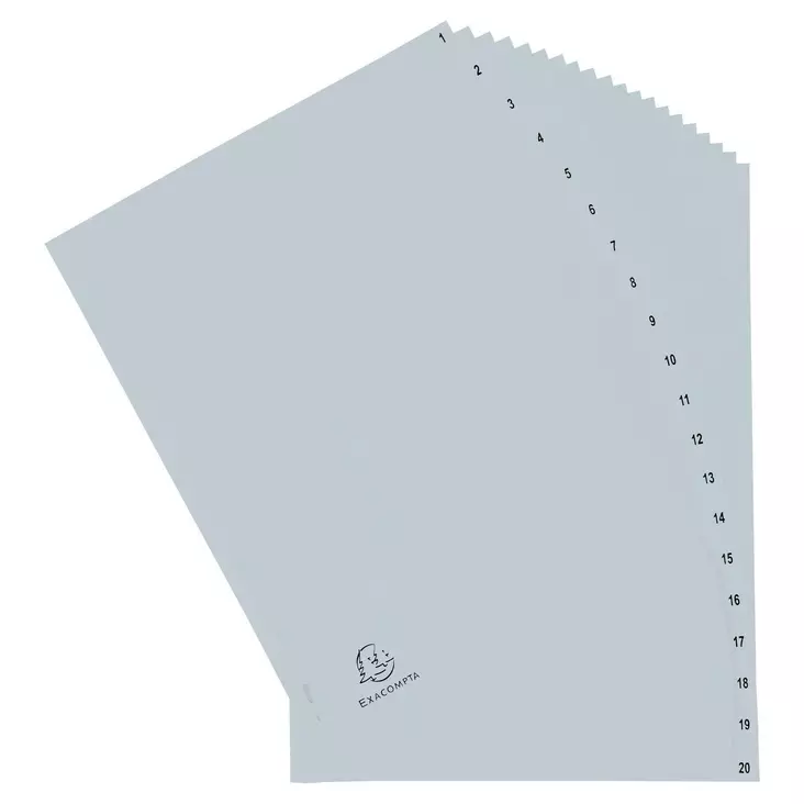 Exacompta hakemisto 1-20 A4 PP harmaa - Hakemistot, rekisterit - 1721E - 1