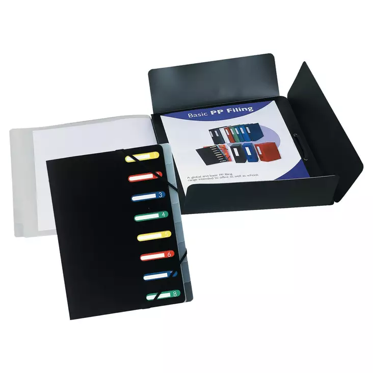 Exacompta kulmalukkokansio 12-osainen PP musta - Kansiot - 55981E - 1