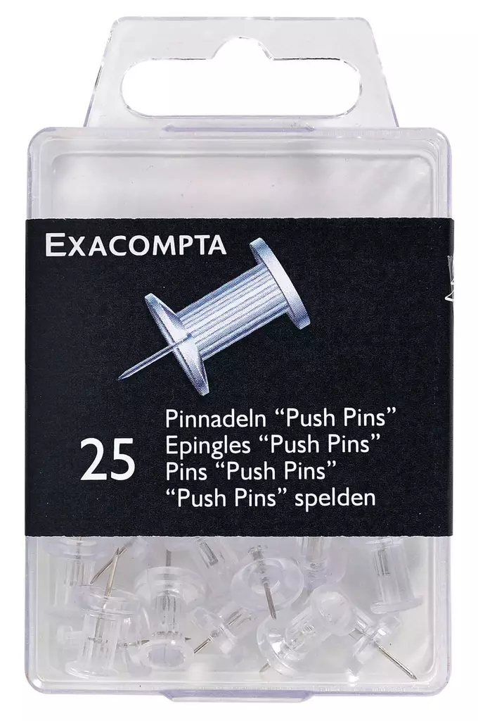 Karttaneula 10mm läpinäkyvä Exacompta 25kpl - Karttaneulat, paperipiikit - 14712E - 1