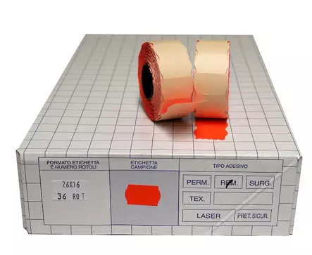 Blitz Hinnoitteluetiketti 26x16mm pun. irtoliima - Hinnoittelulaitteet ja tarvikkeet - BLITZ2616PI - 1
