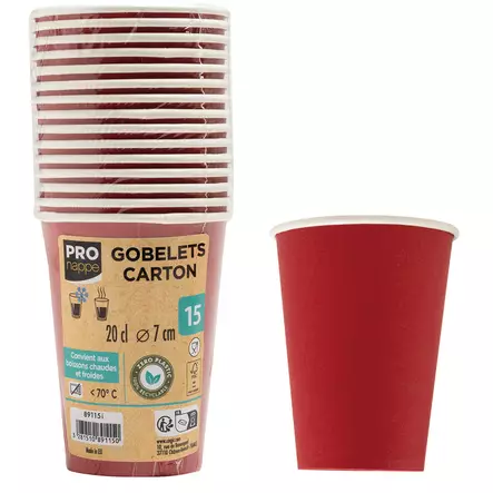 Exacompta kartonkikuppi 200ml punainen, 1 kpl=15 kuppia - Kertakäyttöastiat - 89115I - 2