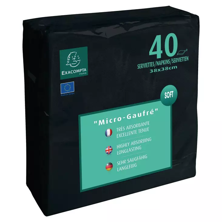 Exacompta lautasliina 38x38 musta, 1 kpl=40 liinaa - Lautasliinat, Servetit - SV913821I - 1