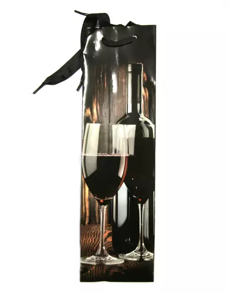 Lahjakassi viinille 10,5x10,5x36cm Viinipullo+lasi musta - Lahjapakkaaminen - MPP1036POK - 1