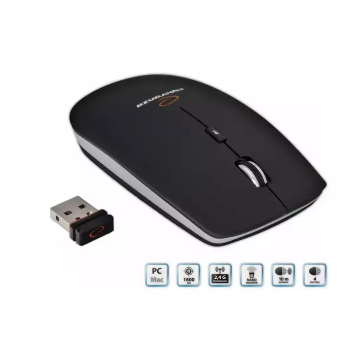 Langaton hiiri 4D musta SATURN ESPERANZA - Tietokonehiiret - EM120K - 1