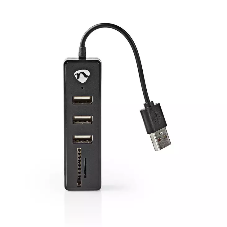 USB-Keskitin | 3-Porttinen | USB 2.0 | SD/MicroSD-Kortinlukija | Musta - USB jakajat - UHUBCU2320BK - 1