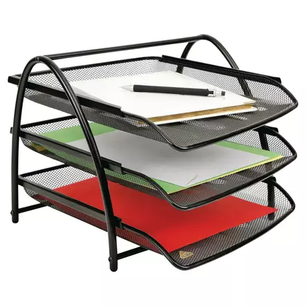 Alba Mesh lomakelaatikko metalli musta, 1 kpl=3 lokeroa - Lomakelaatikot, kortistolaatikot - MESHTRAY3N - 1