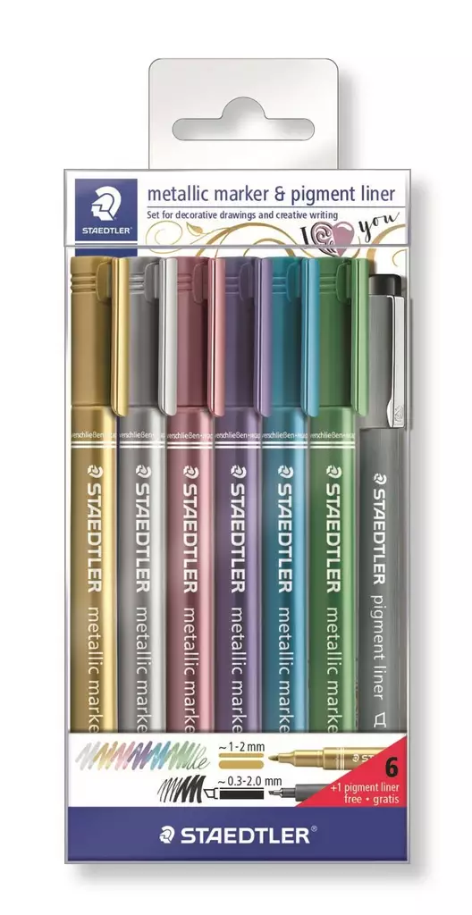 Metallic marker + Pigment liner (7) - Korostuskynät - STA8323SWP6P - 1