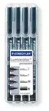 Merkkauskynäsarja S,F,M,B STAEDTLER Musta, perm., 4 kynän sarja - Merkkauskynät, -tussit - 319WP4GS - 2