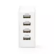Nedis seinälaturi Pikalataus-toiminto | 2x 1.0 A / 2x 2.4 A A | Lähtöliitäntöjen määrä: 4 | 4x USB-A | Kaapeli ei sisälly | 24 W | Kiinteä lähtöjännite - Laturit ja varavirtalähteet - WCHAU481AWT - 2