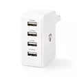 Nedis seinälaturi Pikalataus-toiminto | 2x 1.0 A / 2x 2.4 A A | Lähtöliitäntöjen määrä: 4 | 4x USB-A | Kaapeli ei sisälly | 24 W | Kiinteä lähtöjännite - Laturit ja varavirtalähteet - WCHAU481AWT - 1