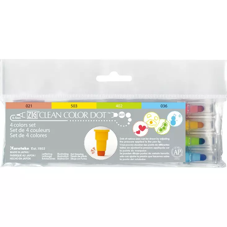 Zig Clean Color DOT 4 color set - Taidekynät - ZIG61004V - 1